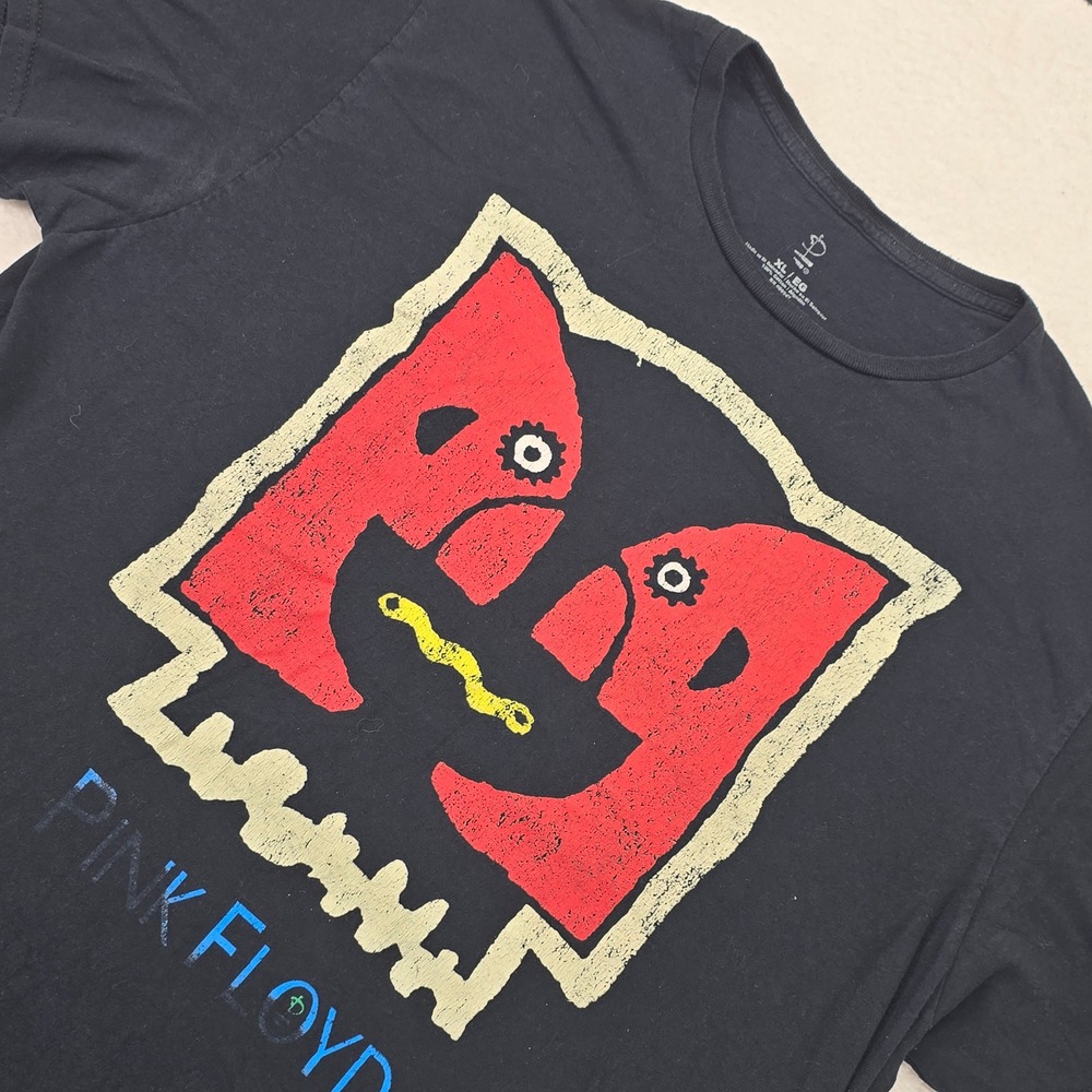 Pink Floyd Mens XL Graphic T-Shirt Black Abstract Face Rock Band Tee 2021 Cotton